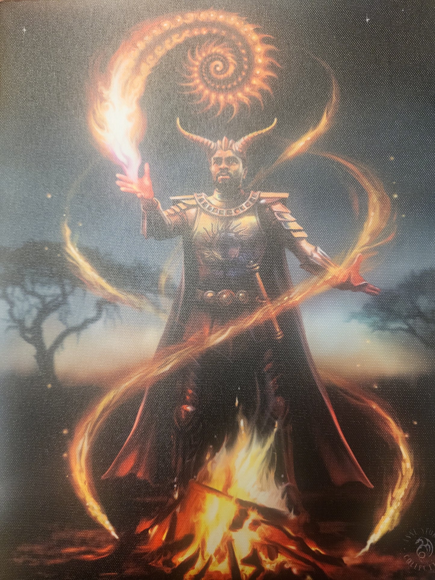 Fire Element Wizard Canvas Plaque - Anne Stokes