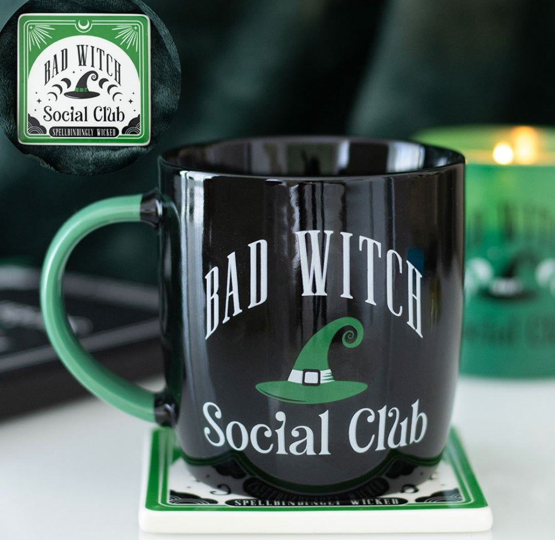 Bad Witch Social Club Mug and Coaster Set