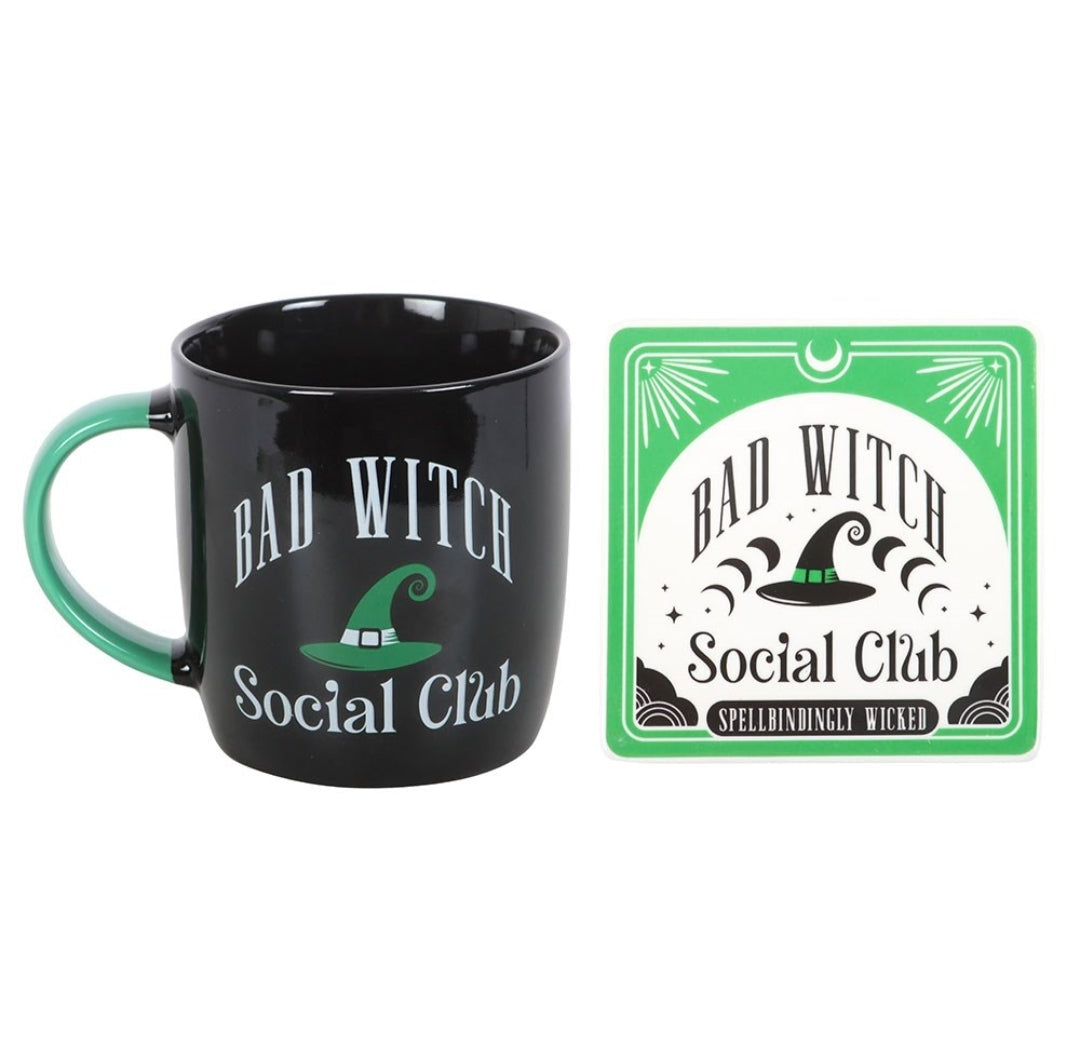 Bad Witch Social Club Mug and Coaster Set