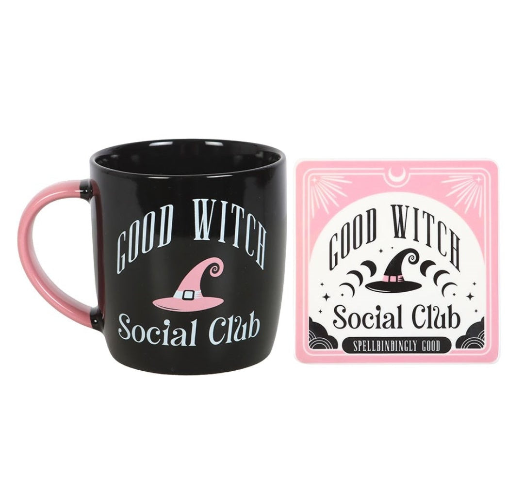 Good Witch Social Club Mug and Coaster Set