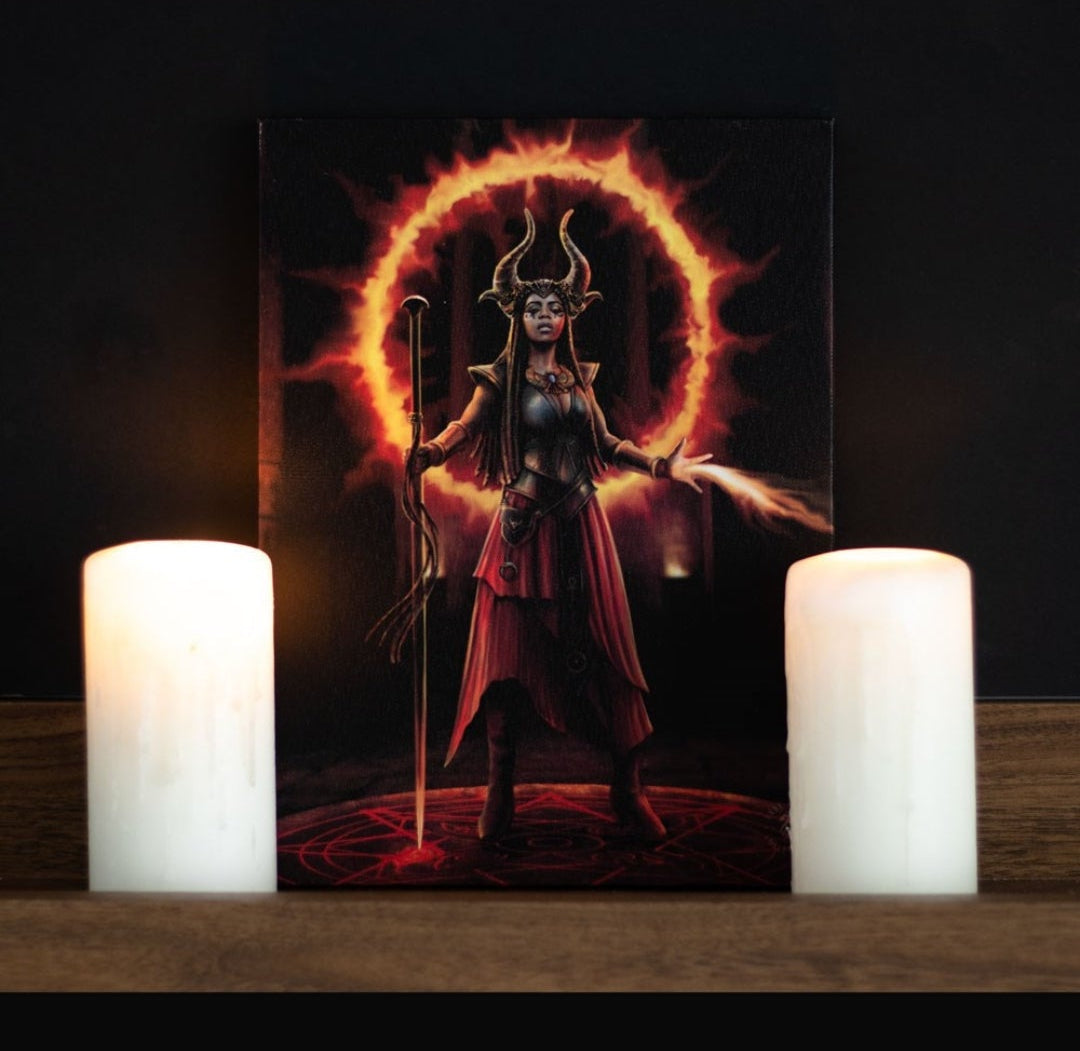 Fire Element Sorceress Canvas Plaque - Anne Stokes