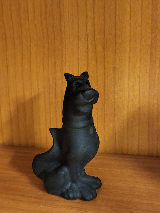 Black Obsidian Cartoon Dog Carving
