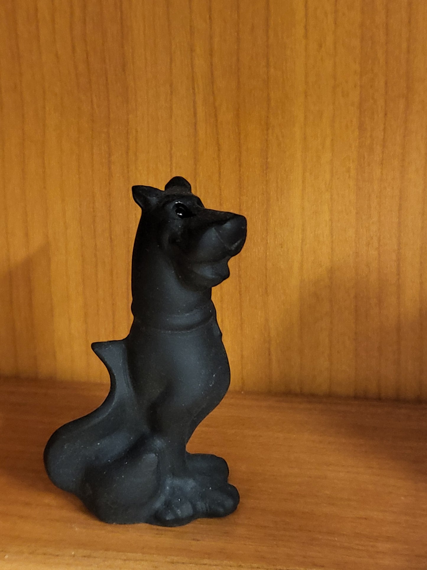 Black Obsidian Cartoon Dog Carving
